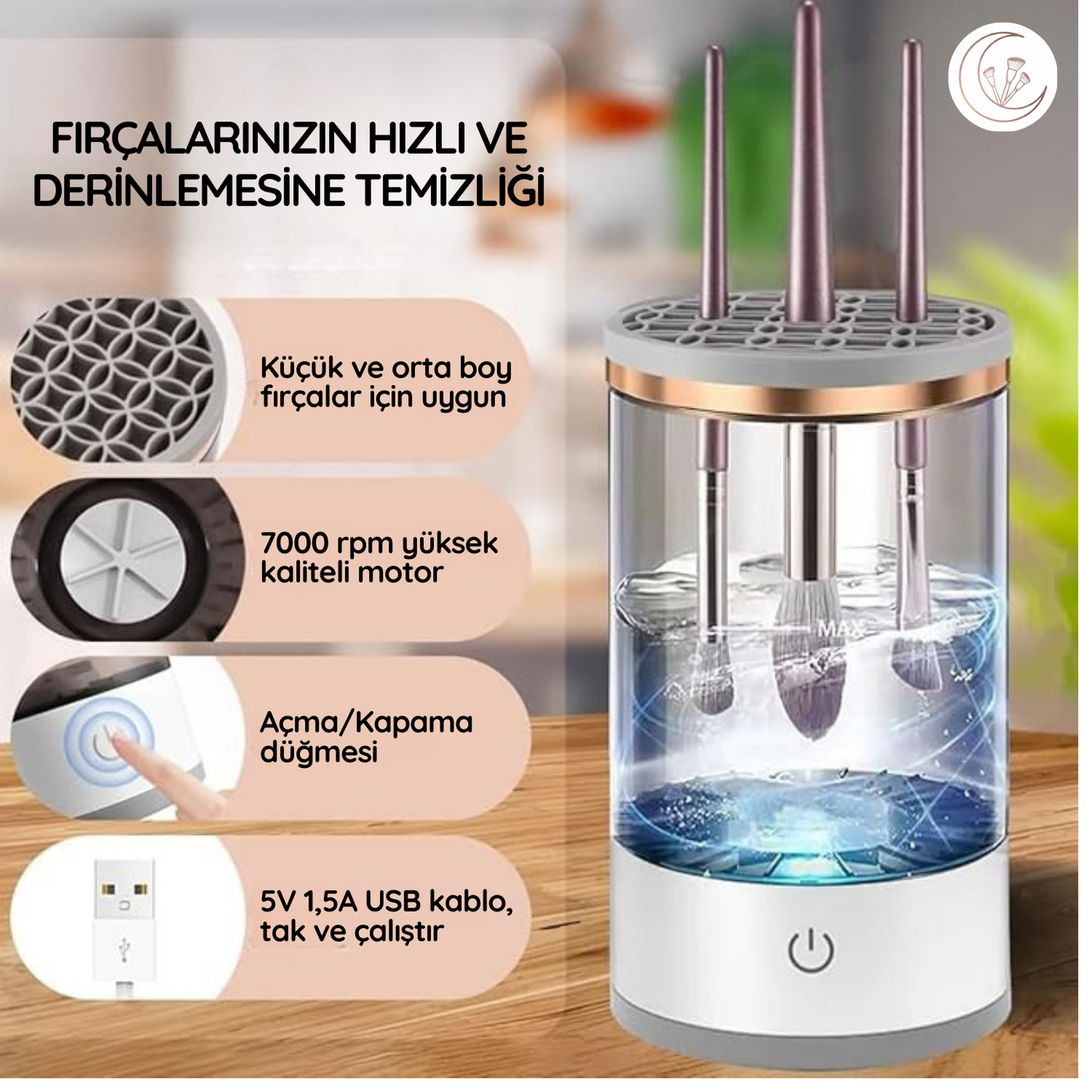 LunaClean Elektrikli Makyaj Fırçası Temizleme Makinesi